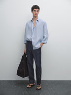 100% linen regular fit trousers