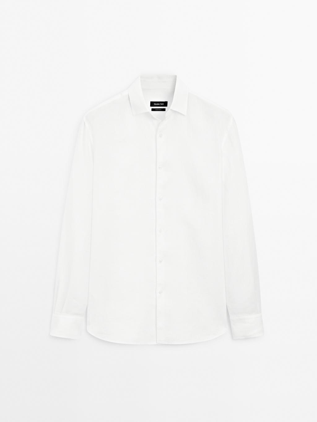 Slim fit linen blend shirt