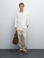 Slim fit linen blend shirt