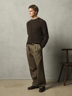 Relaxed fit wool blend darted trousers