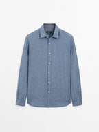 Regular fit faded linen shirt