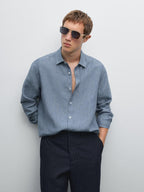 Regular fit faded linen shirt