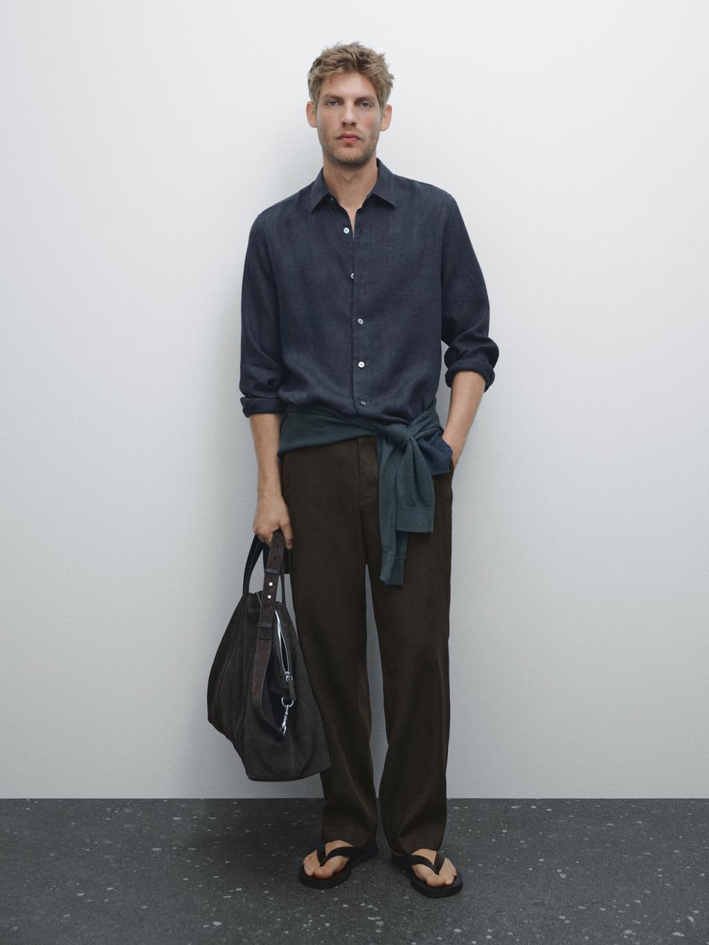 100% linen slim fit shirt