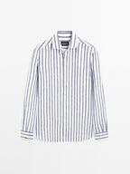 Regular fit striped linen shirt