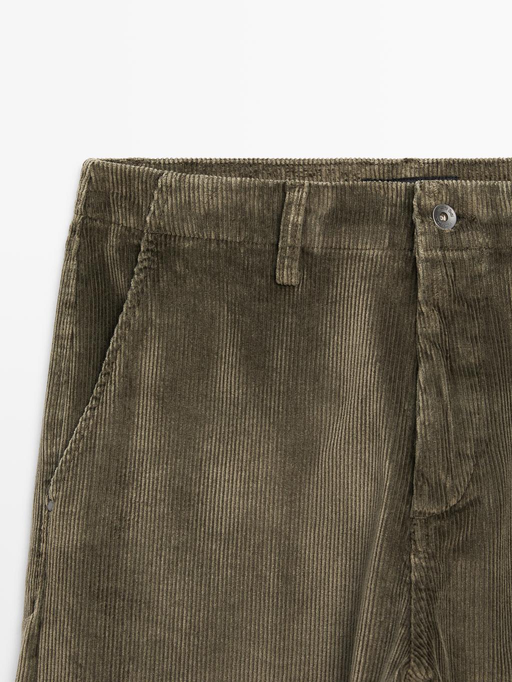 Relaxed fit corduroy denim-effect trousers