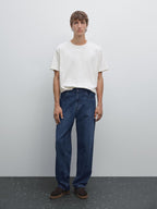 Short-sleeve T-shirt with contrast topstitching