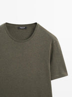 Lightweight short sleeve cotton melange T-shirt