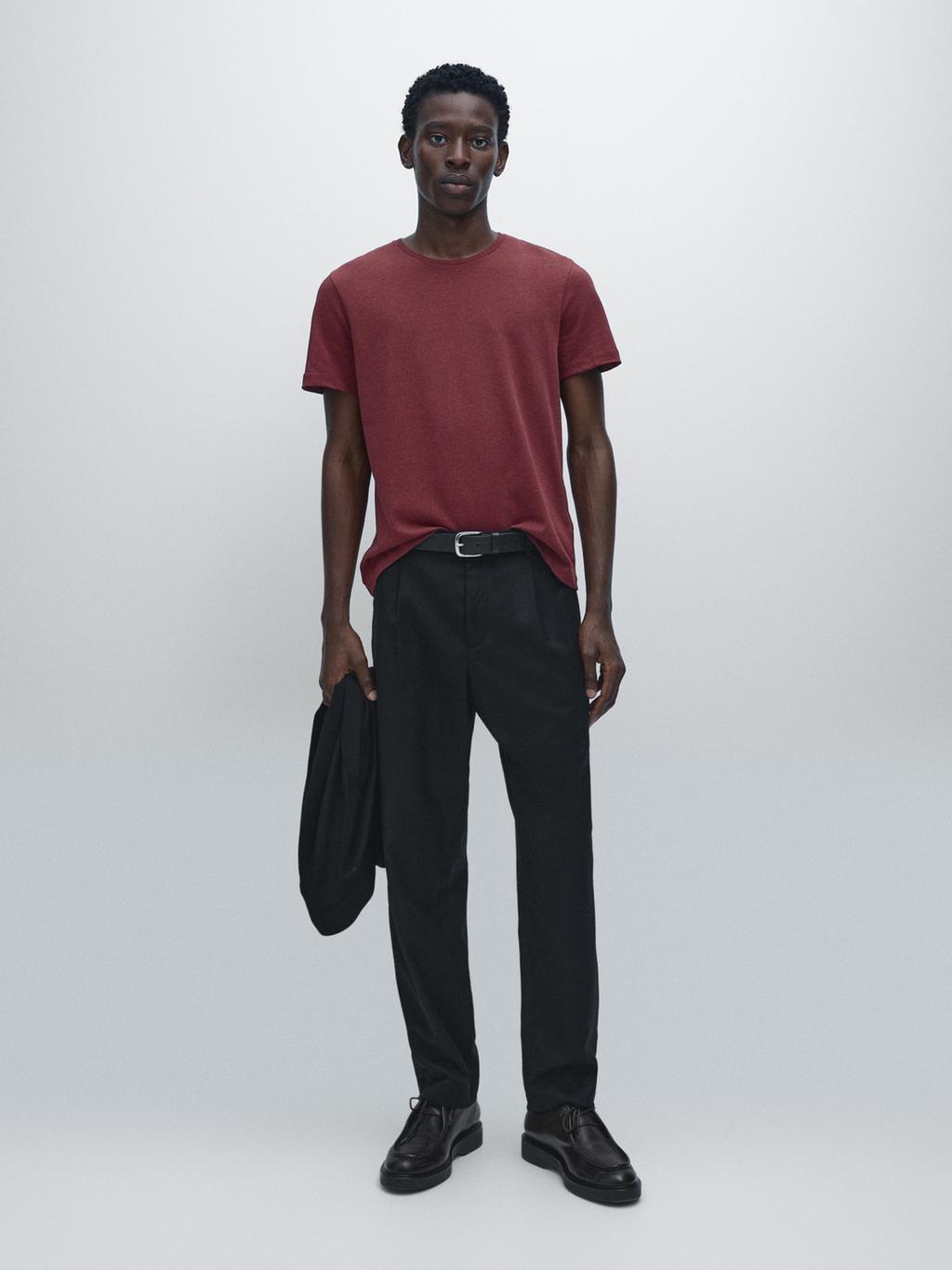 Lightweight short sleeve cotton melange T-shirt