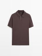 Short sleeve polo shirt with placket detail