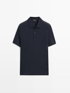 Short sleeve polo shirt with contrast seam detail