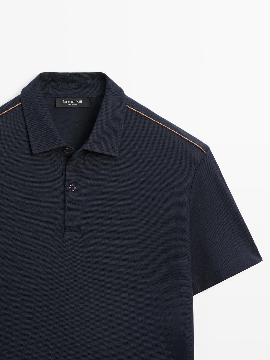 Short sleeve polo shirt with contrast seam detail