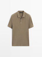 100% cotton melange short sleeve polo shirt