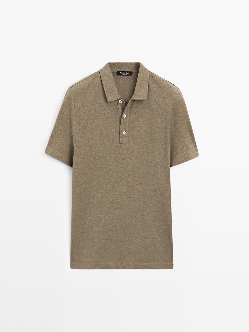 100% cotton melange short sleeve polo shirt