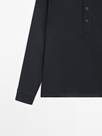 Textured long sleeve polo shirt