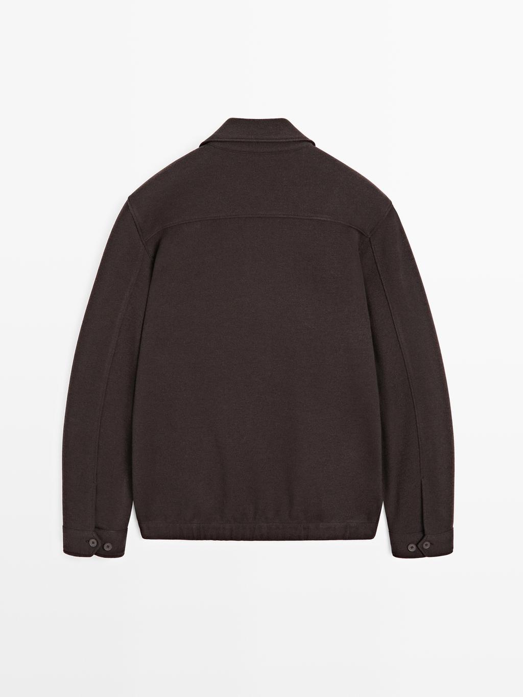 Short double wool blend jacket