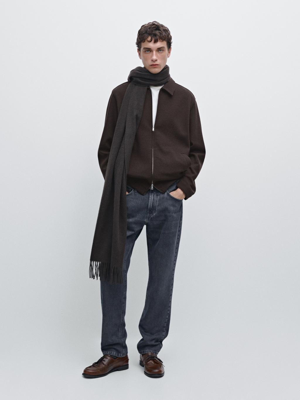 Short double wool blend jacket