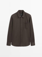 Snap-button overshirt with pocket detail
