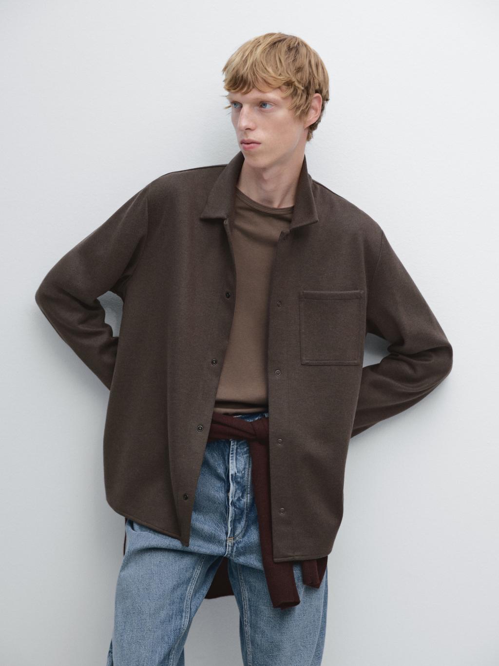 Snap-button overshirt with pocket detail