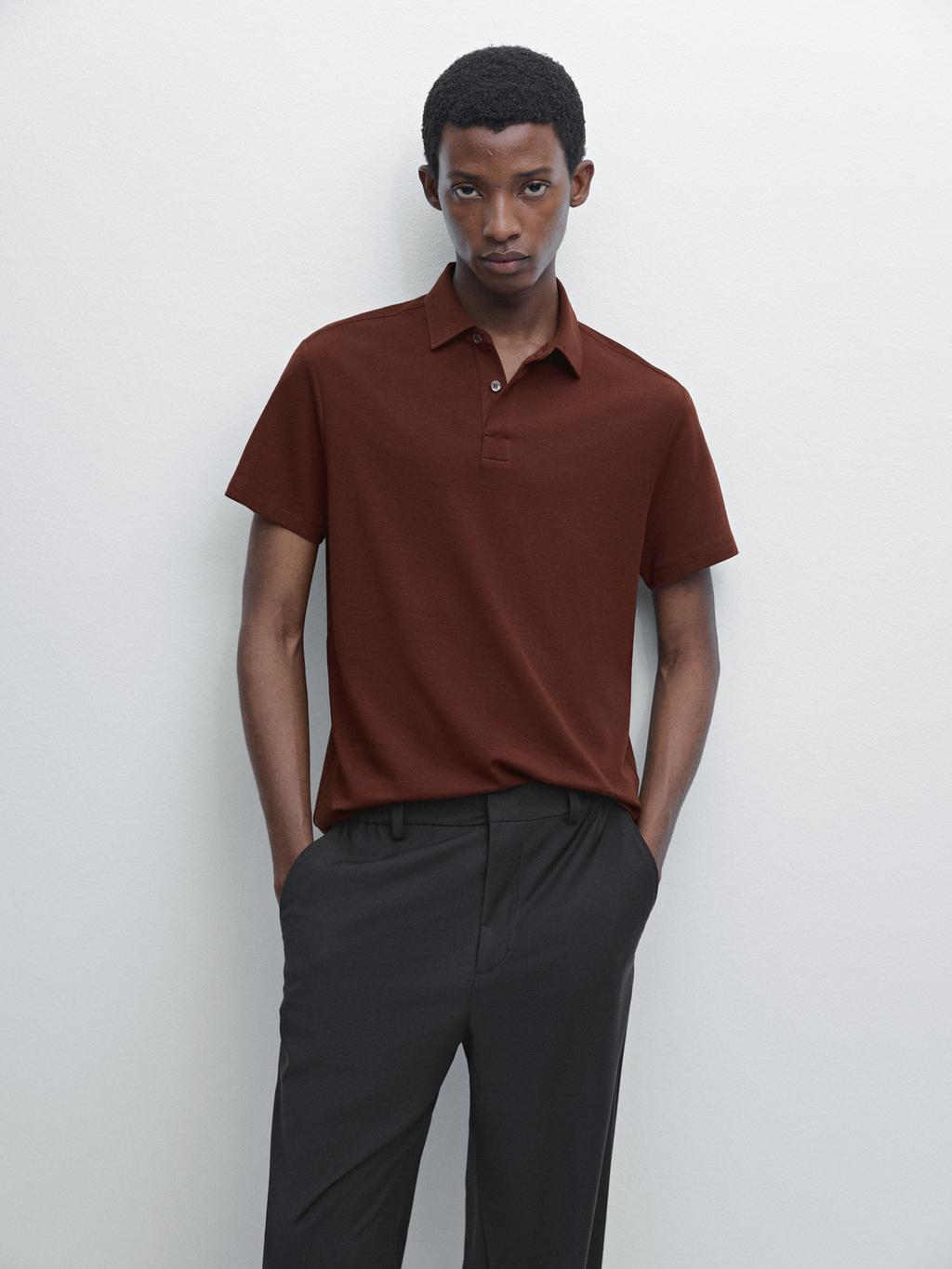 Cotton blend short sleeve polo shirt
