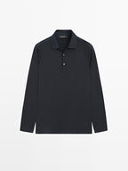 Wool blend knit polo sweater