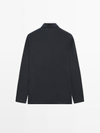 Wool blend knit polo sweater