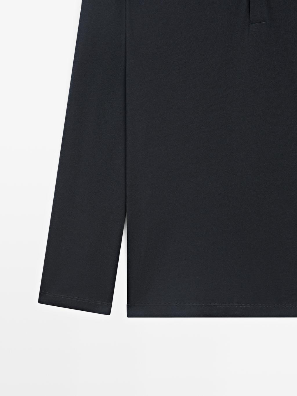 Wool blend knit polo sweater