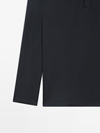 Wool blend knit polo sweater