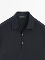 Wool blend knit polo sweater