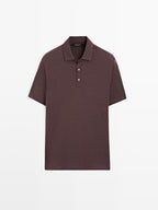 Short sleeve wool blend polo shirt