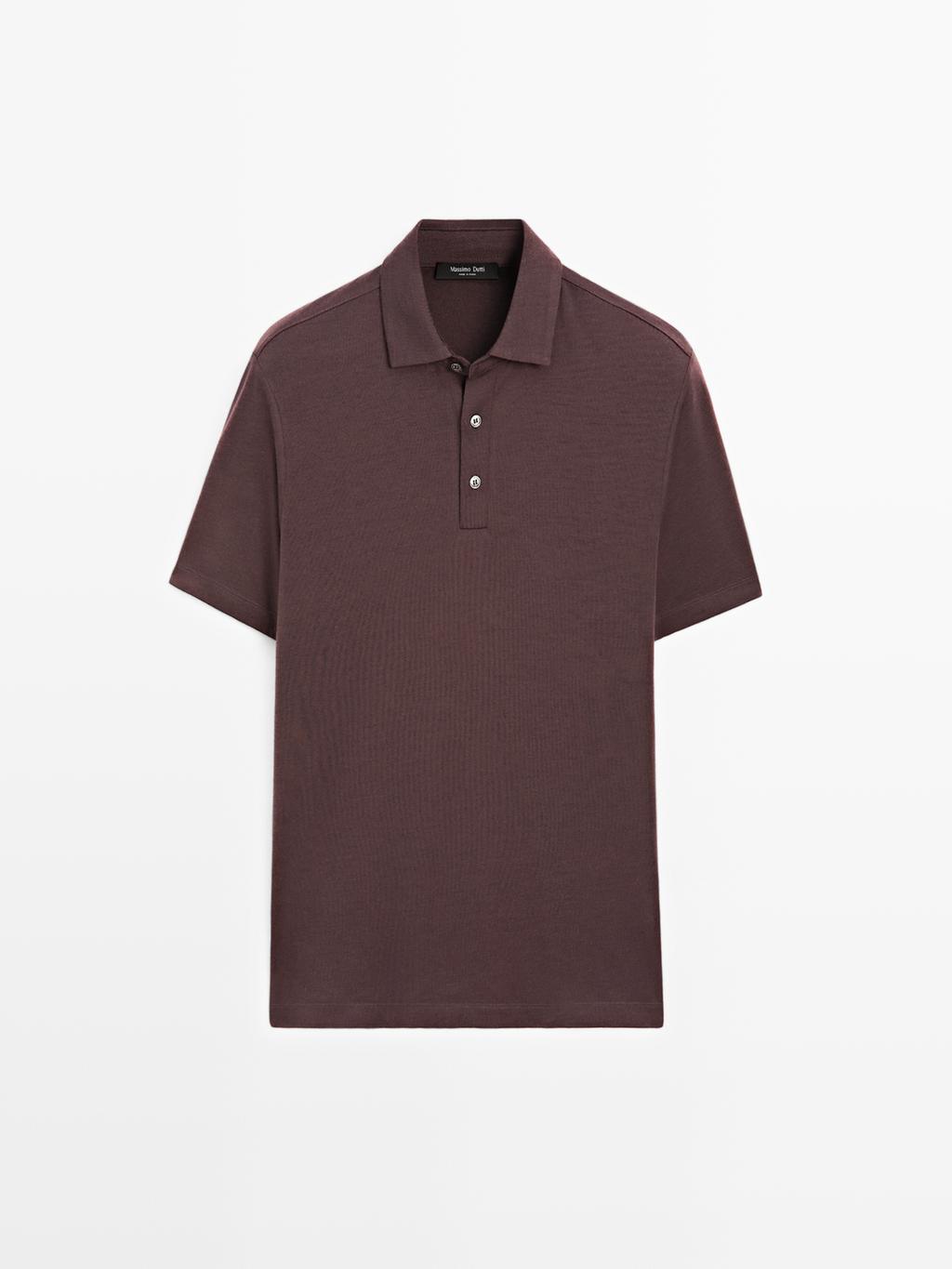 Short sleeve wool blend polo shirt