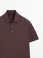 Short sleeve wool blend polo shirt