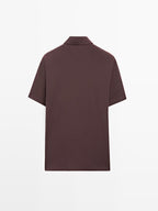 Short sleeve wool blend polo shirt