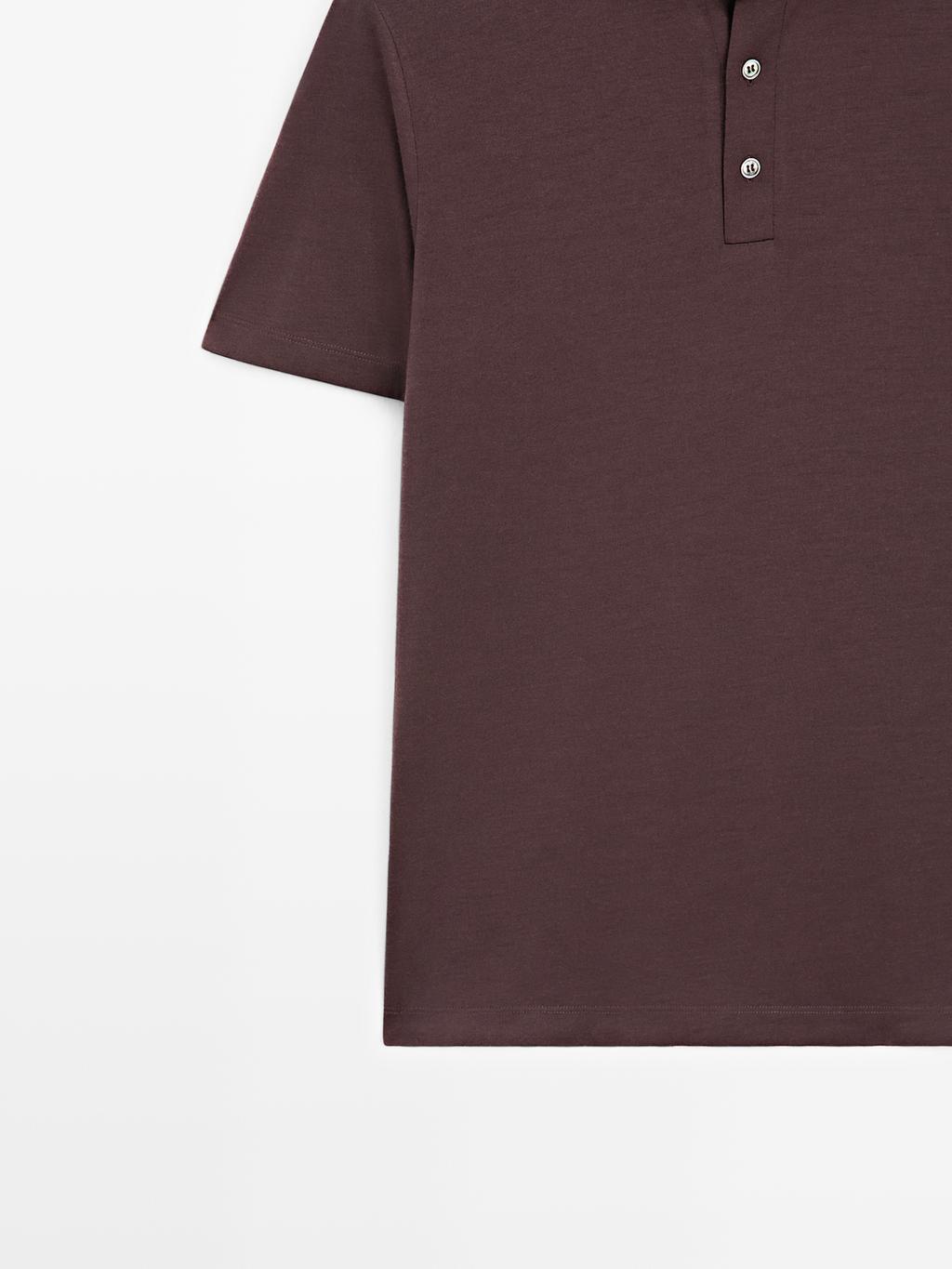 Short sleeve wool blend polo shirt
