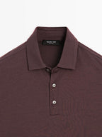 Short sleeve wool blend polo shirt