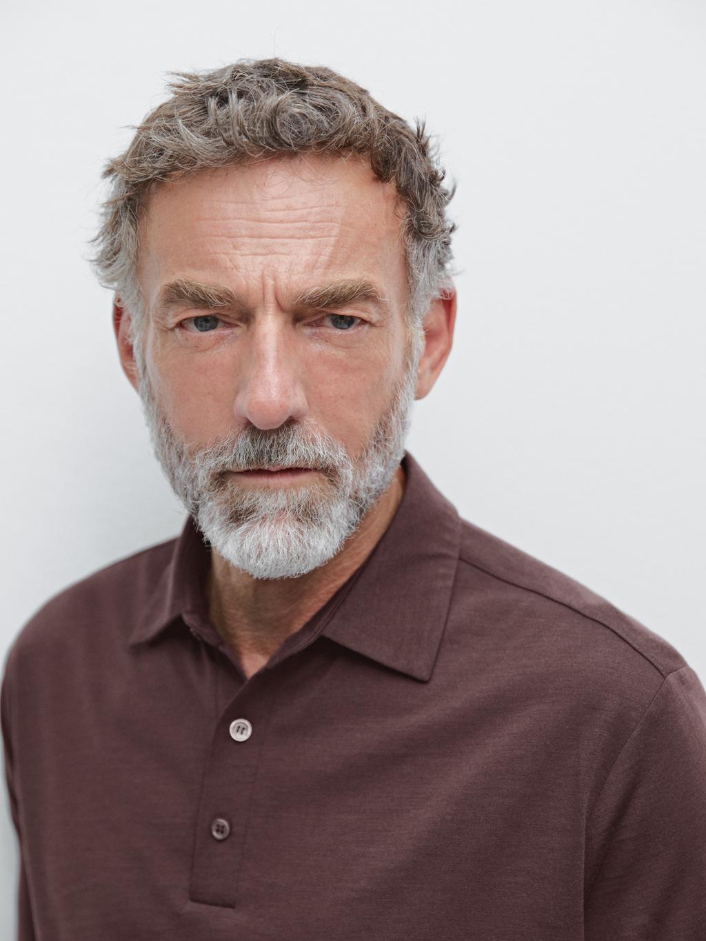 Short sleeve wool blend polo shirt