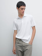 Short sleeve polo shirt with collar detail