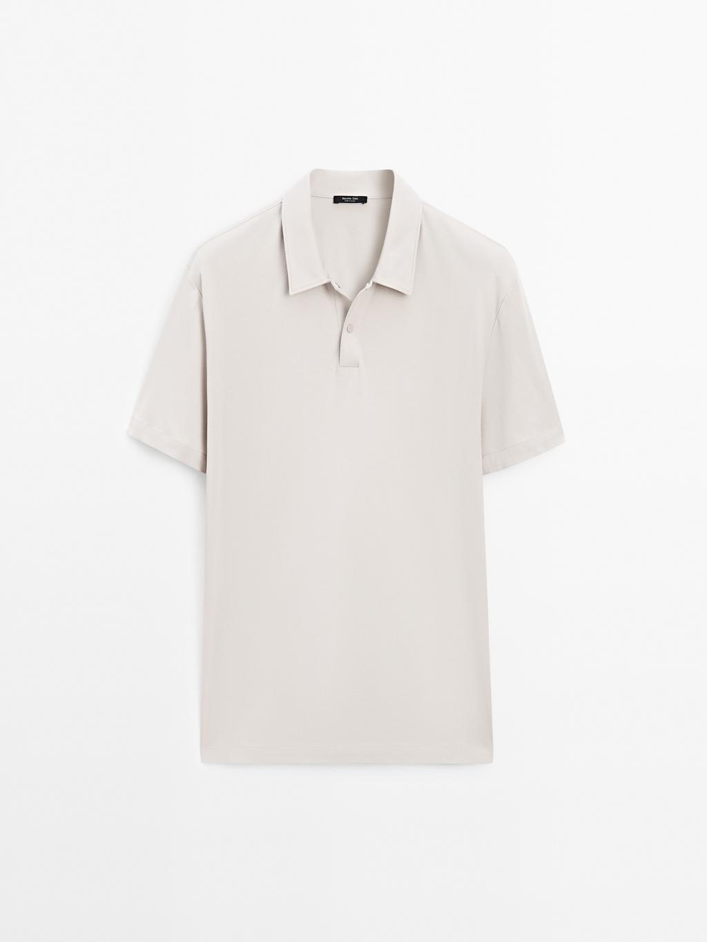 Short sleeve polo shirt with snap-button placket