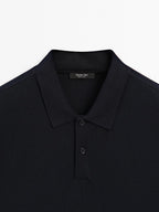 Long sleeve mercerised cotton pique polo shirt