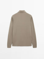 Long sleeve zip-up polo shirt