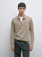 Long sleeve zip-up polo shirt