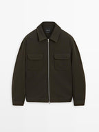 Cotton blend twill jacket with pockets