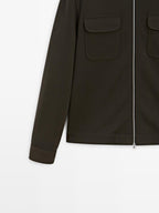 Cotton blend twill jacket with pockets