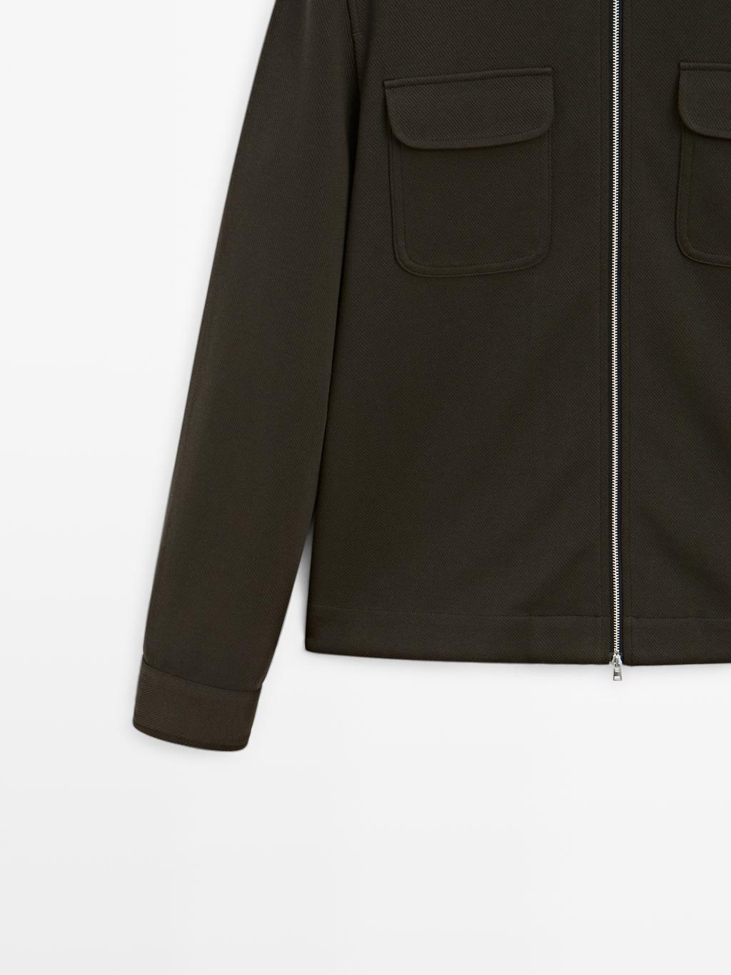 Cotton blend twill jacket with pockets