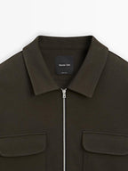 Cotton blend twill jacket with pockets