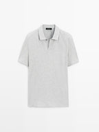 Short sleeve melange polo shirt
