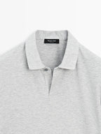 Short sleeve melange polo shirt