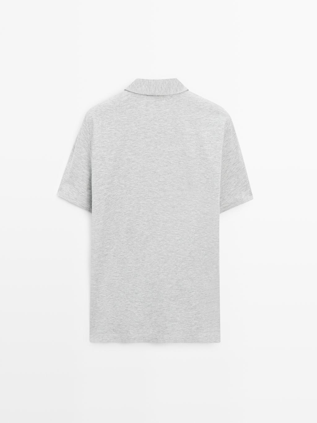 Short sleeve melange polo shirt