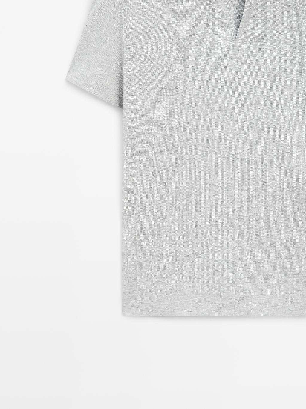 Short sleeve melange polo shirt