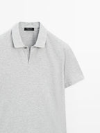 Short sleeve melange polo shirt