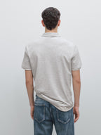 Short sleeve melange polo shirt